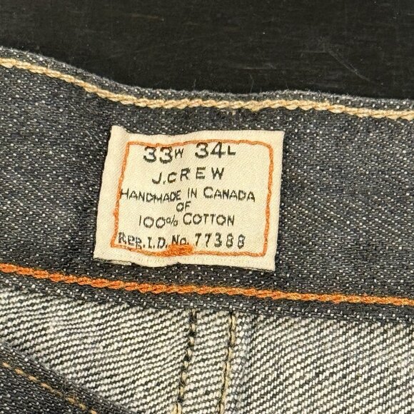 J Crew Mens 33x34 Vintage Black Dark Wash Rigid Denim Straight Fit Jeans - Picture 4 of 11